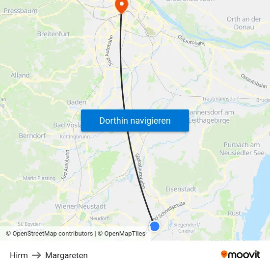 Hirm to Margareten map