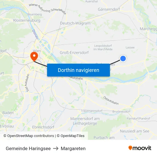 Gemeinde Haringsee to Margareten map