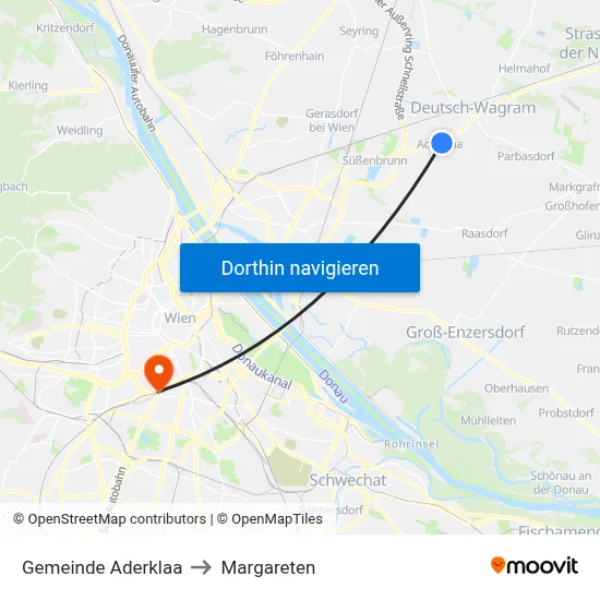 Gemeinde Aderklaa to Margareten map