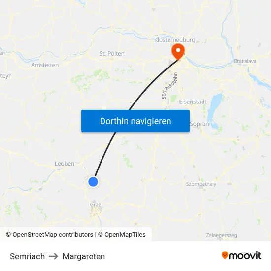 Semriach to Margareten map