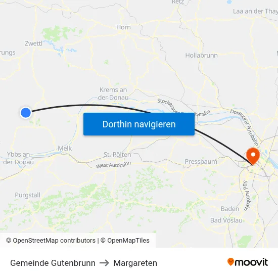 Gemeinde Gutenbrunn to Margareten map