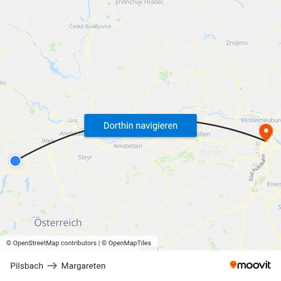 Pilsbach to Margareten map