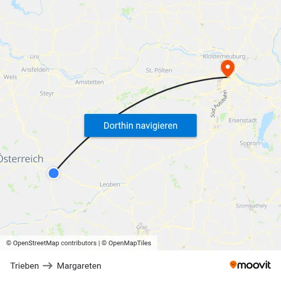 Trieben to Margareten map