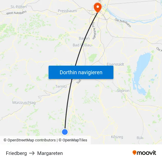 Friedberg to Margareten map