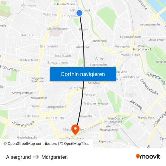 Alsergrund to Margareten map