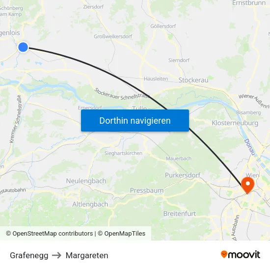 Grafenegg to Margareten map