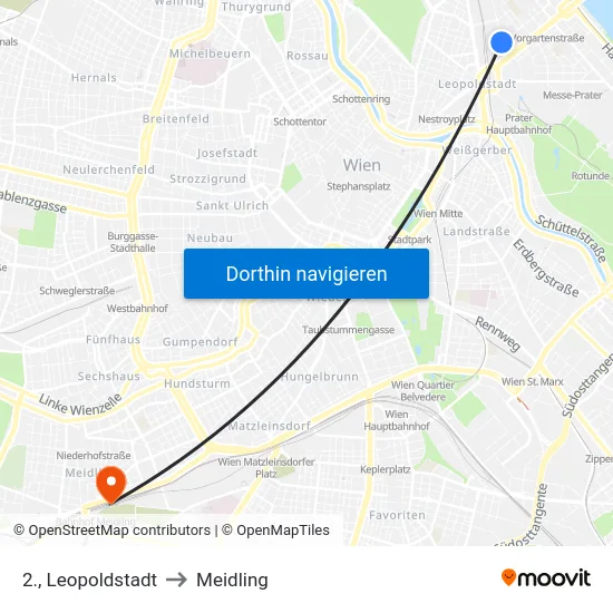 2., Leopoldstadt to Meidling map