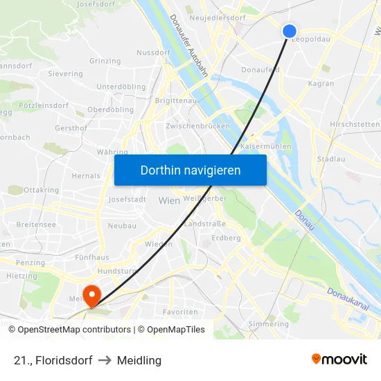 21., Floridsdorf to Meidling map