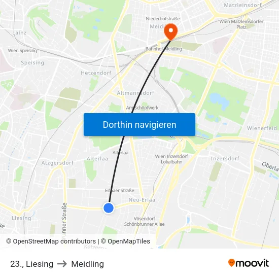 23., Liesing to Meidling map