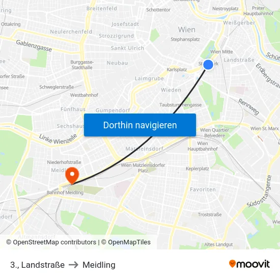 3., Landstraße to Meidling map