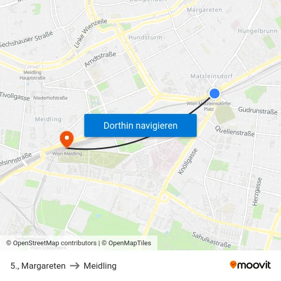 5., Margareten to Meidling map