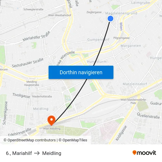 6., Mariahilf to Meidling map