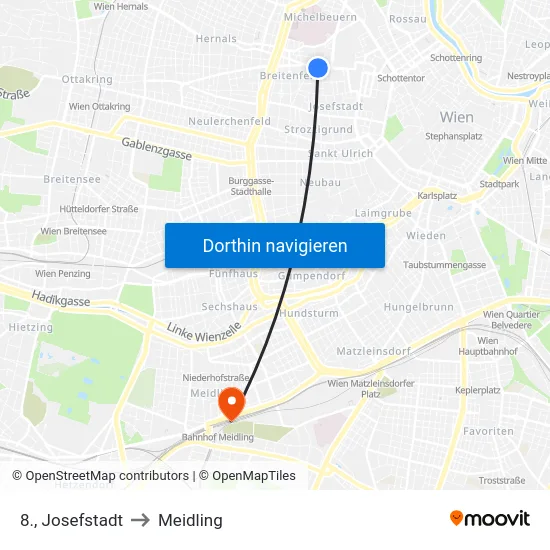 8., Josefstadt to Meidling map