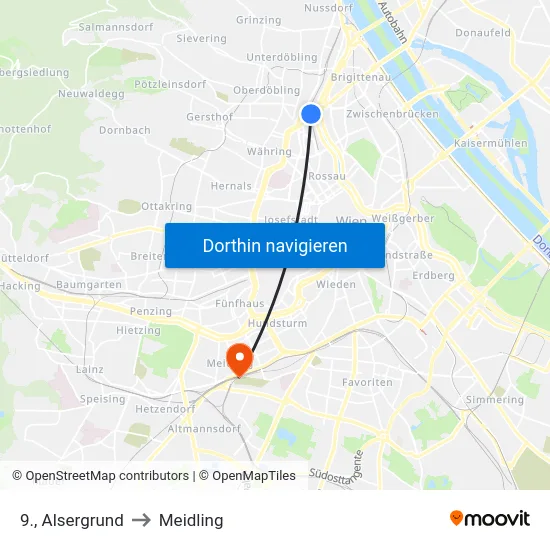 9., Alsergrund to Meidling map