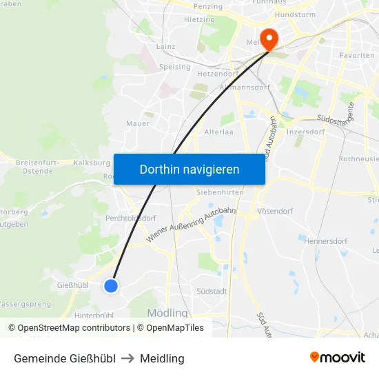 Gemeinde Gießhübl to Meidling map
