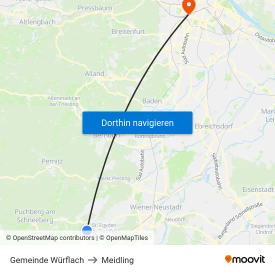 Gemeinde Würflach to Meidling map