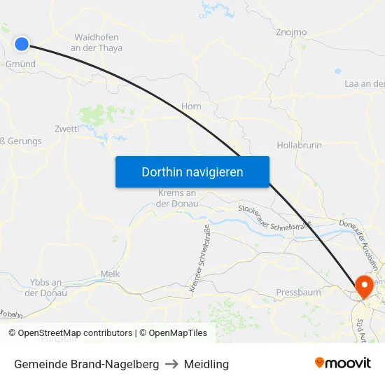 Gemeinde Brand-Nagelberg to Meidling map