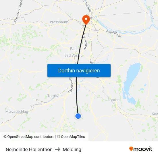 Gemeinde Hollenthon to Meidling map