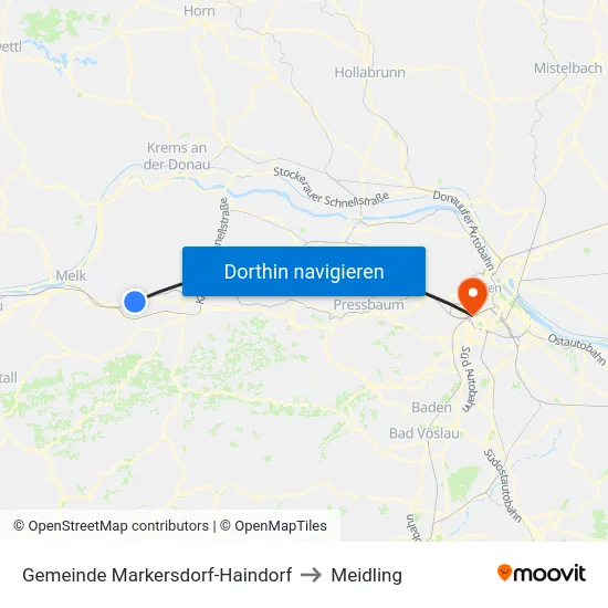 Gemeinde Markersdorf-Haindorf to Meidling map