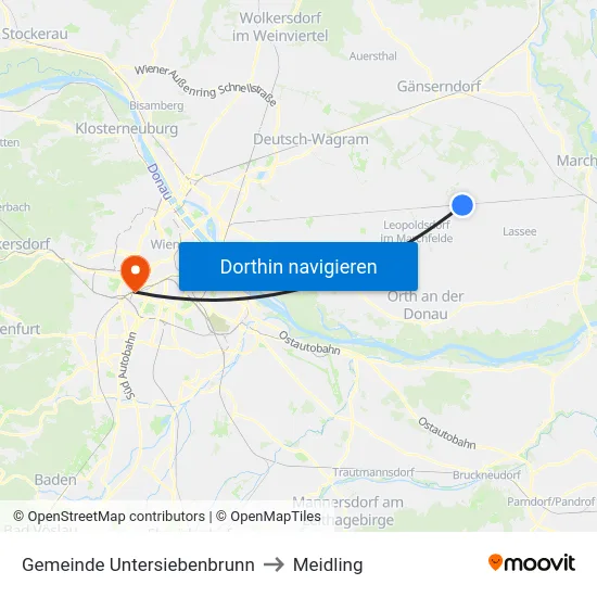 Gemeinde Untersiebenbrunn to Meidling map