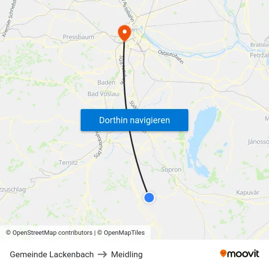 Gemeinde Lackenbach to Meidling map