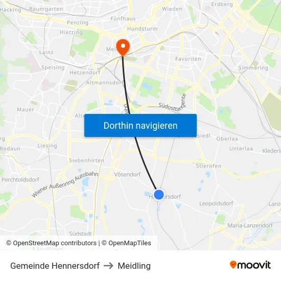Gemeinde Hennersdorf to Meidling map