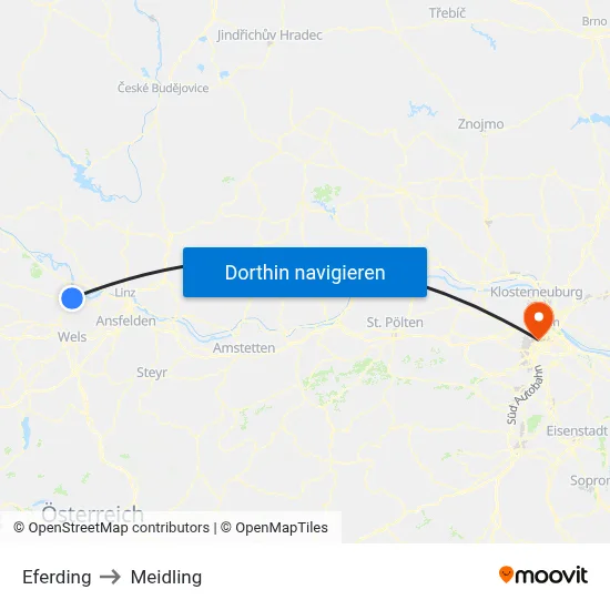 Eferding to Meidling map
