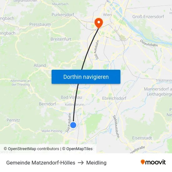 Gemeinde Matzendorf-Hölles to Meidling map