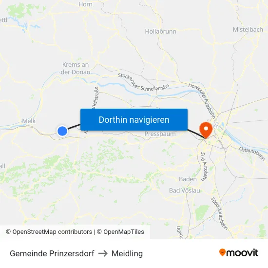 Gemeinde Prinzersdorf to Meidling map
