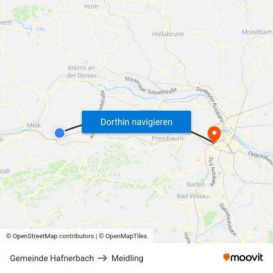 Gemeinde Hafnerbach to Meidling map