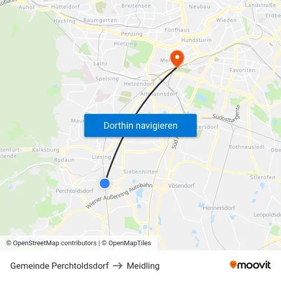 Gemeinde Perchtoldsdorf to Meidling map