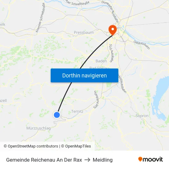 Gemeinde Reichenau An Der Rax to Meidling map