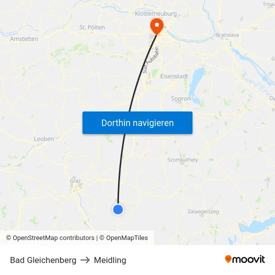 Bad Gleichenberg to Meidling map