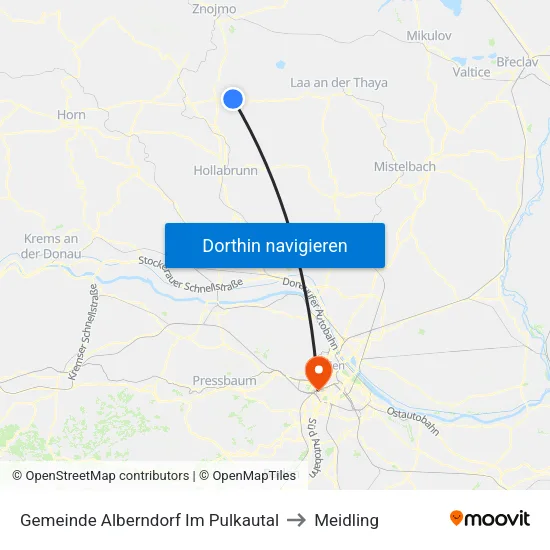 Gemeinde Alberndorf Im Pulkautal to Meidling map