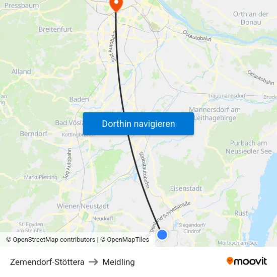 Zemendorf-Stöttera to Meidling map