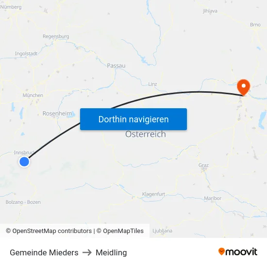 Gemeinde Mieders to Meidling map
