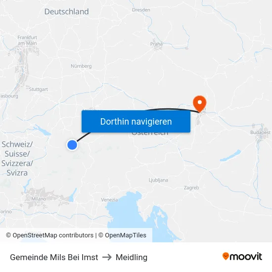Gemeinde Mils Bei Imst to Meidling map