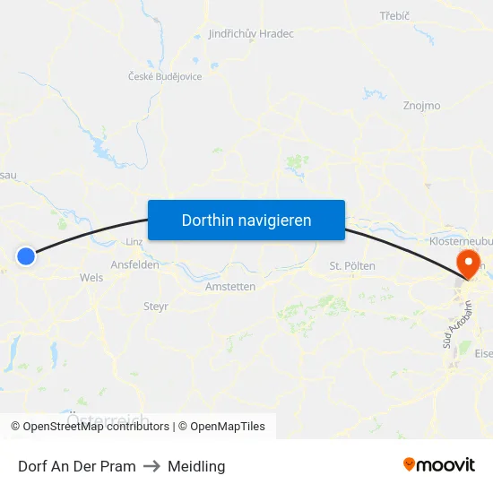 Dorf An Der Pram to Meidling map