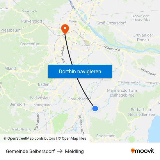 Gemeinde Seibersdorf to Meidling map
