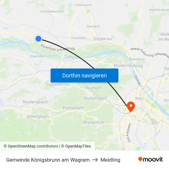 Gemeinde Königsbrunn am Wagram to Meidling map