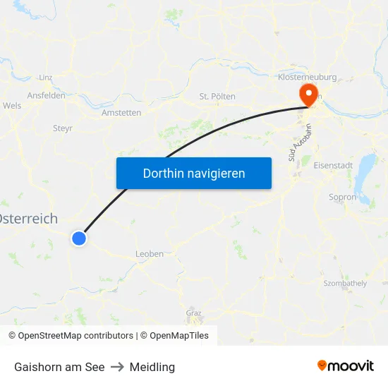 Gaishorn am See to Meidling map