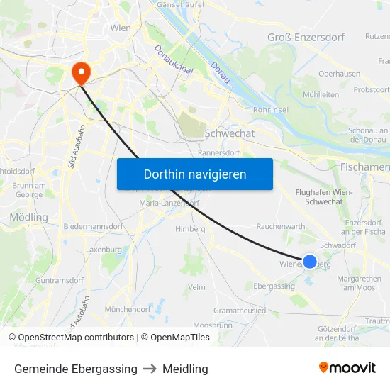 Gemeinde Ebergassing to Meidling map