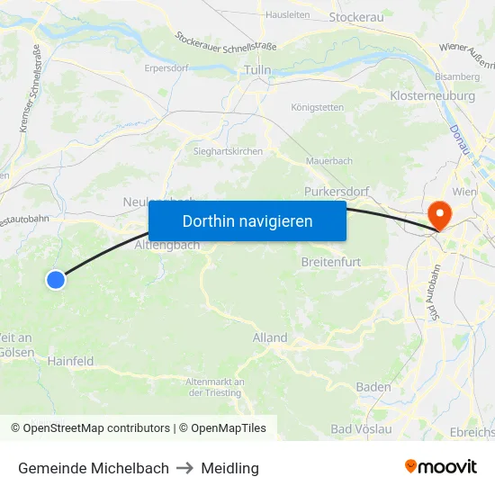 Gemeinde Michelbach to Meidling map