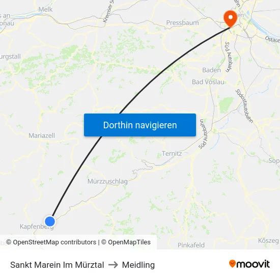 Sankt Marein Im Mürztal to Meidling map