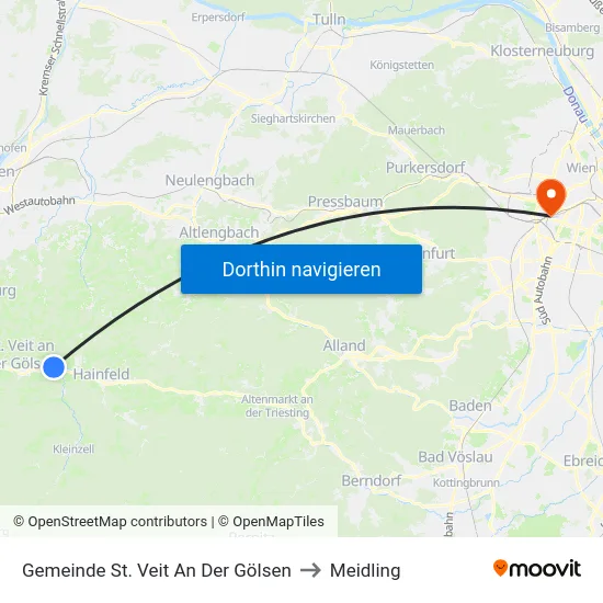 Gemeinde St. Veit An Der Gölsen to Meidling map