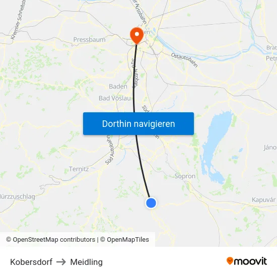 Kobersdorf to Meidling map
