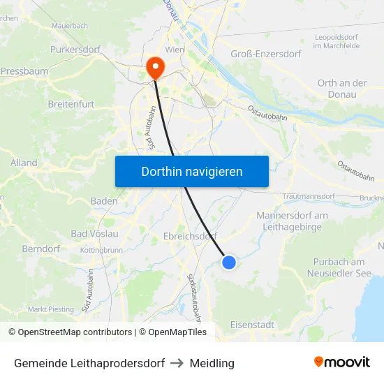 Gemeinde Leithaprodersdorf to Meidling map