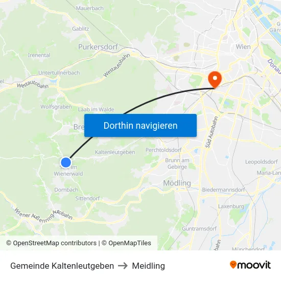 Gemeinde Kaltenleutgeben to Meidling map