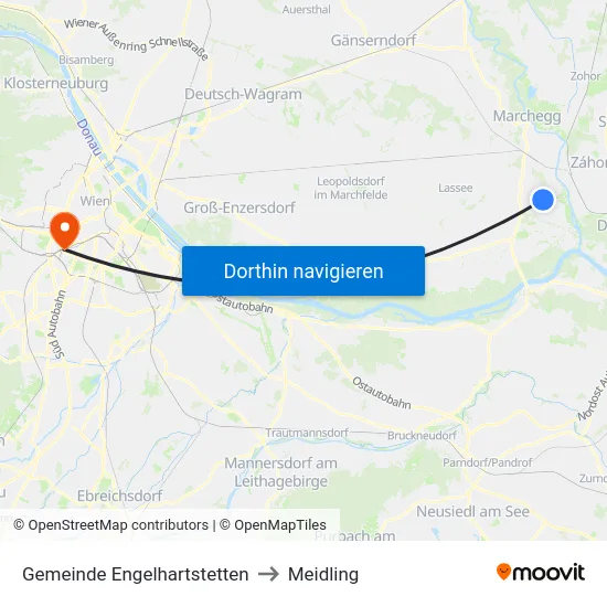 Gemeinde Engelhartstetten to Meidling map