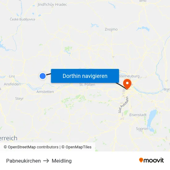 Pabneukirchen to Meidling map